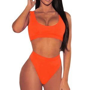 2/$30|Pink Queen Crop Top High Waist Cheeky Bikini